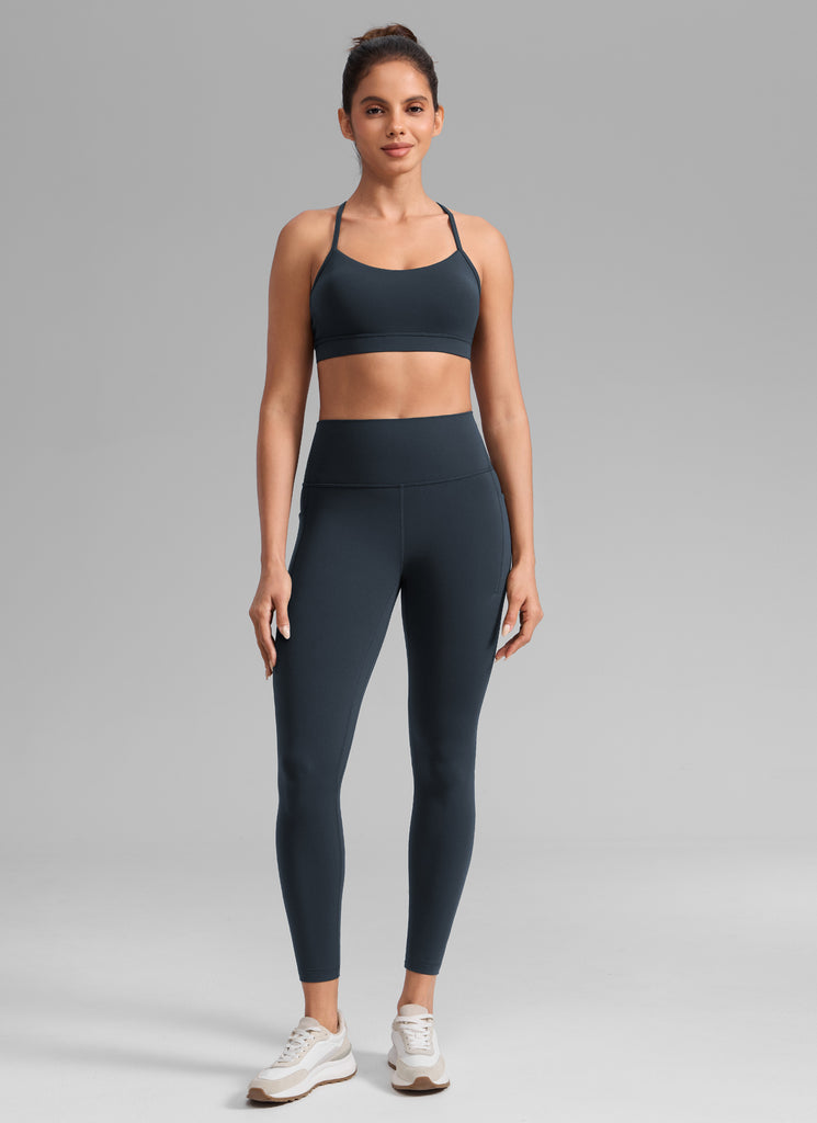 CRZ YOGA Women's Butterlift Workout High Rise Pocket Leggings 25'' True Navy