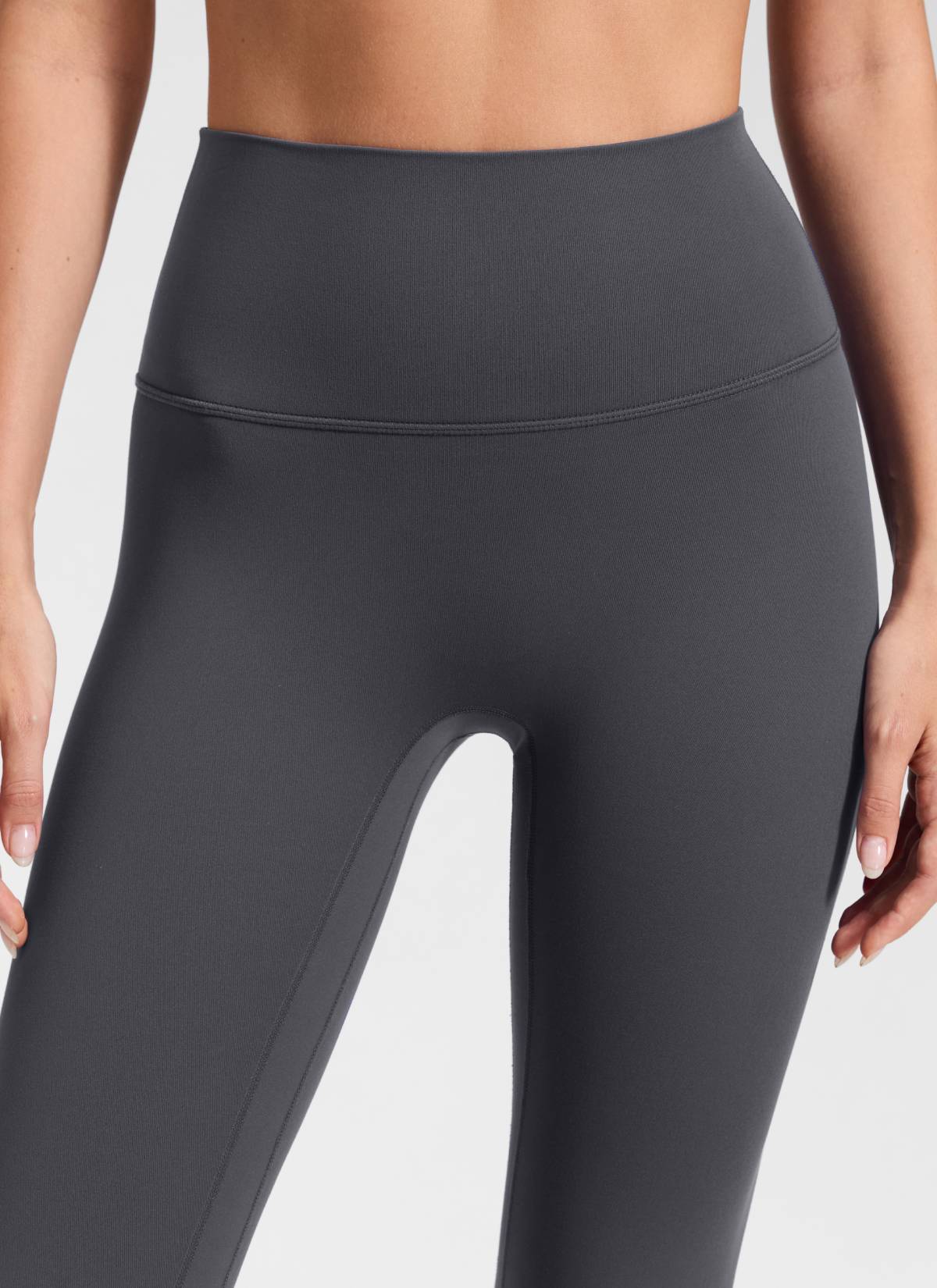 CRZ YOGA Women's Butterluxe Yoga High Rise No Front Seam Legging 25'' Graphite Grey @model_info:Anna