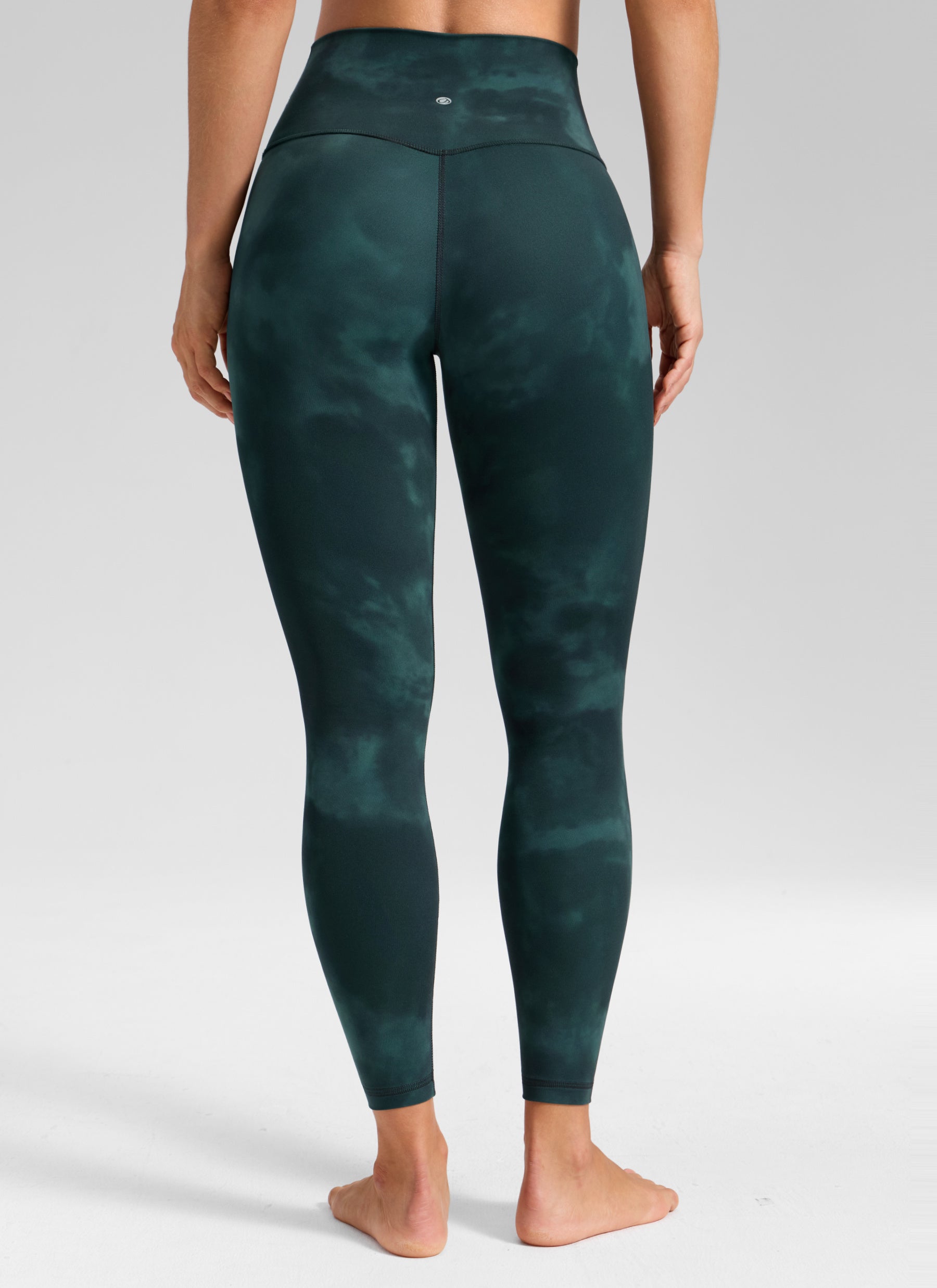 CRZ YOGA Women's Butterluxe Yoga High Rise No Front Seam Legging 25'' Emerald Green Tie-Dye Flowers