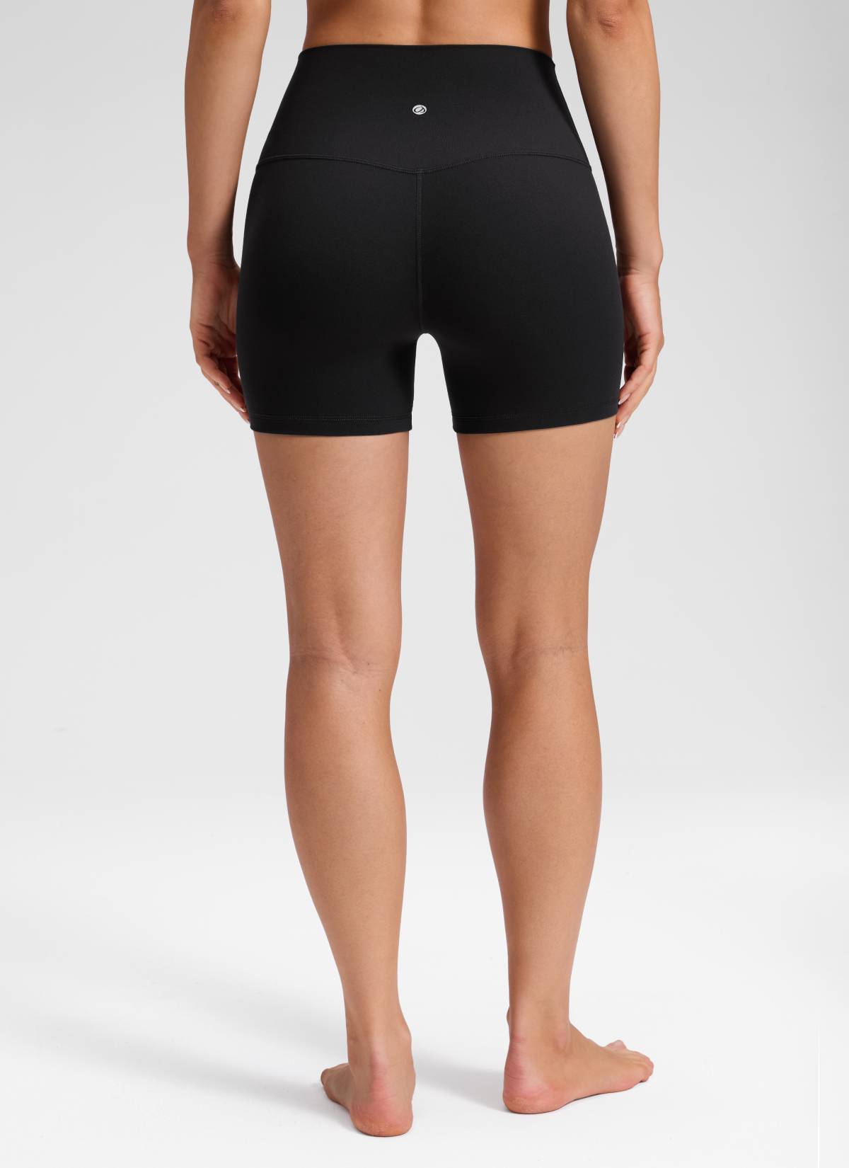CRZ YOGA Women's Butterluxe Yoga High Rise No Front Seam Shorts 4'' Black