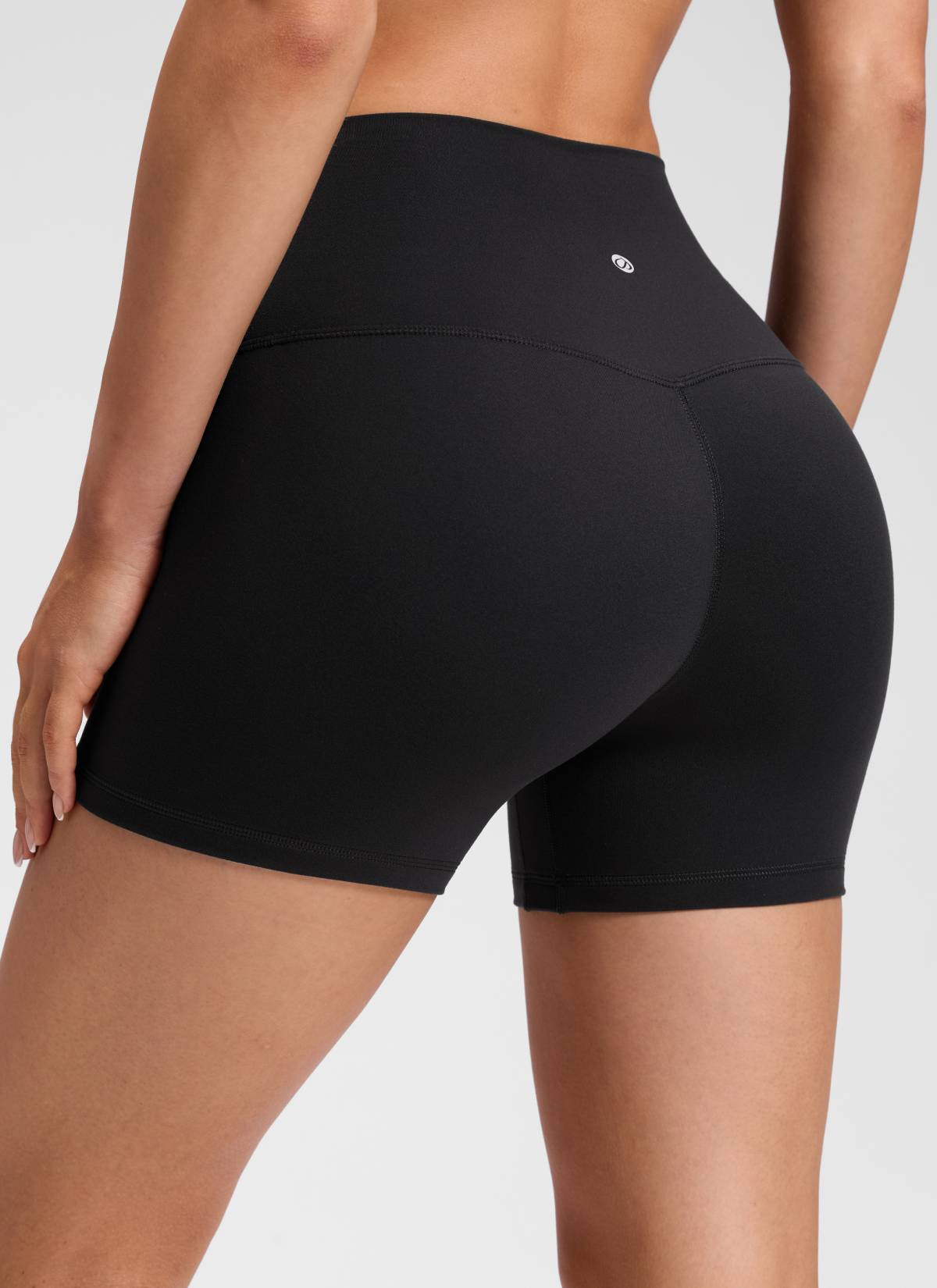 CRZ YOGA Women's Butterluxe Yoga High Rise No Front Seam Shorts 4'' Black
