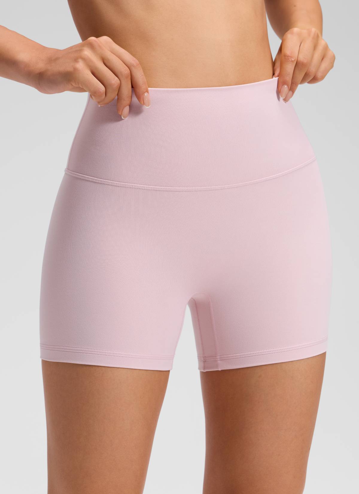 CRZ YOGA Women's Butterluxe Yoga High Rise No Front Seam Shorts 4'' Pink Haze