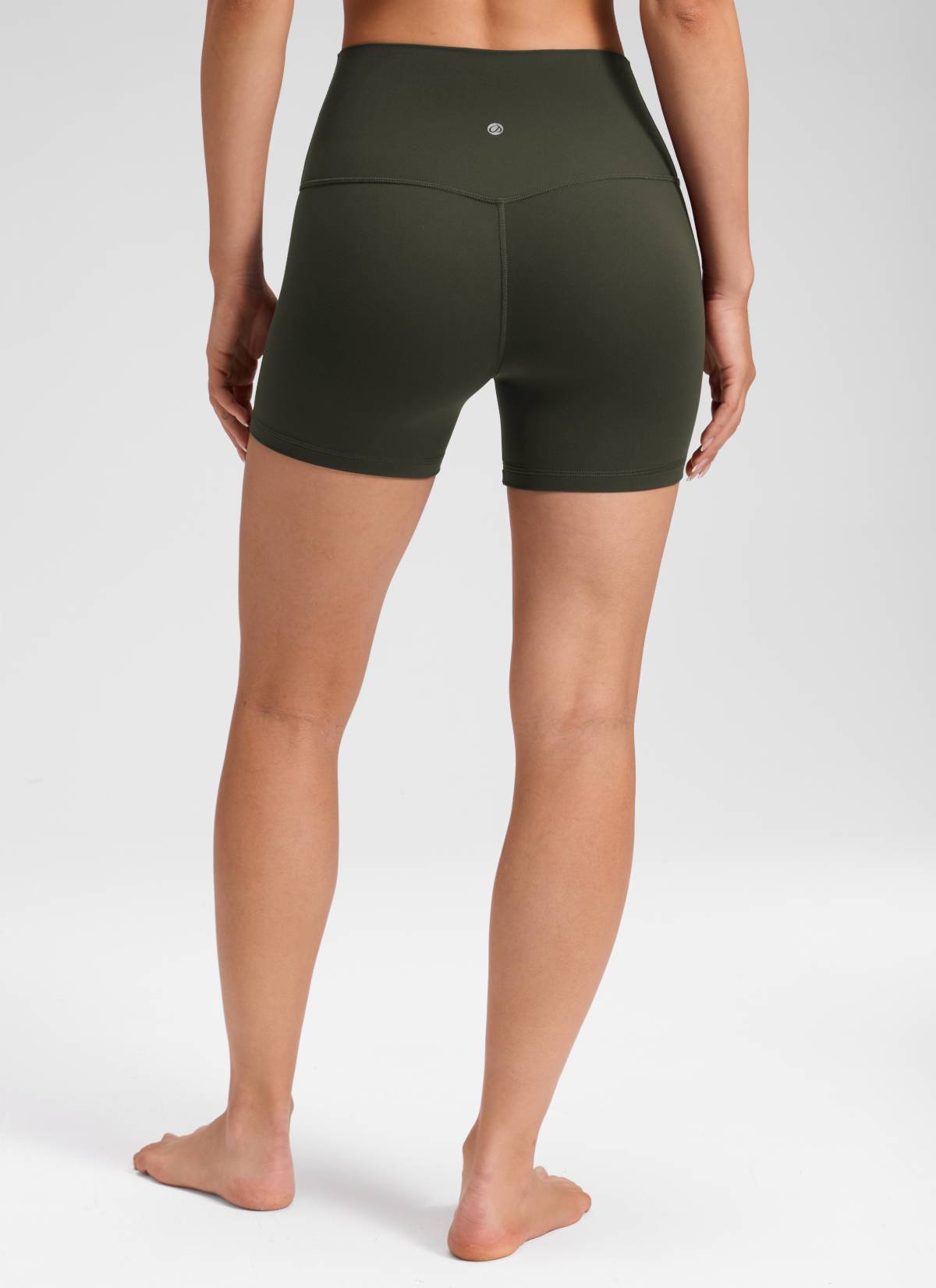 CRZ YOGA Women's Butterluxe Yoga High Rise No Front Seam Shorts 4'' Olive Green