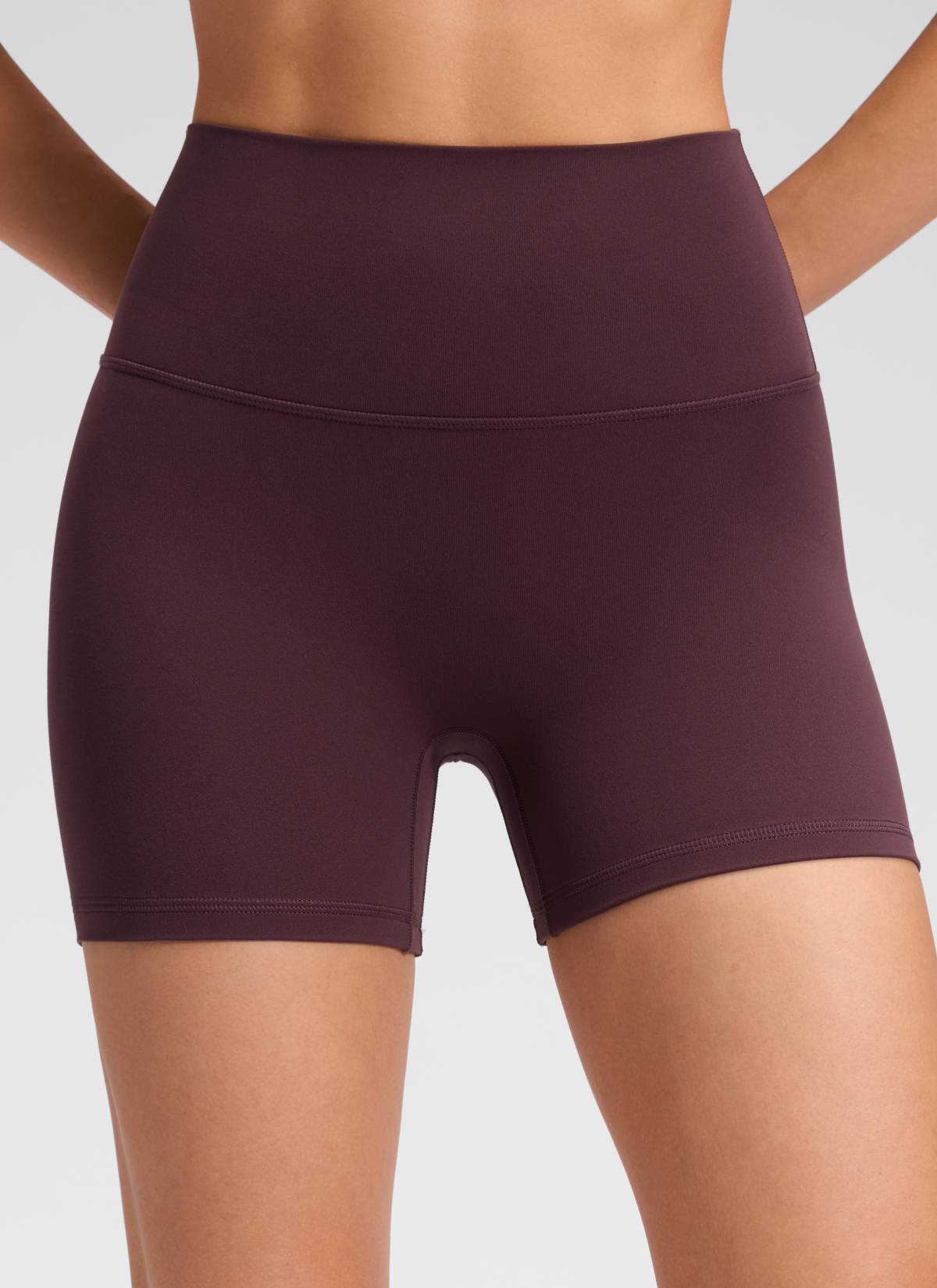 CRZ YOGA Women's Butterluxe Yoga High Rise No Front Seam Shorts 4'' Ripe Plum