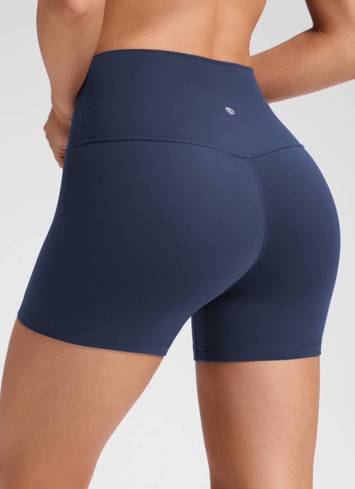 CRZ YOGA Women's Butterluxe Yoga High Rise No Front Seam Shorts 4'' Club Blue