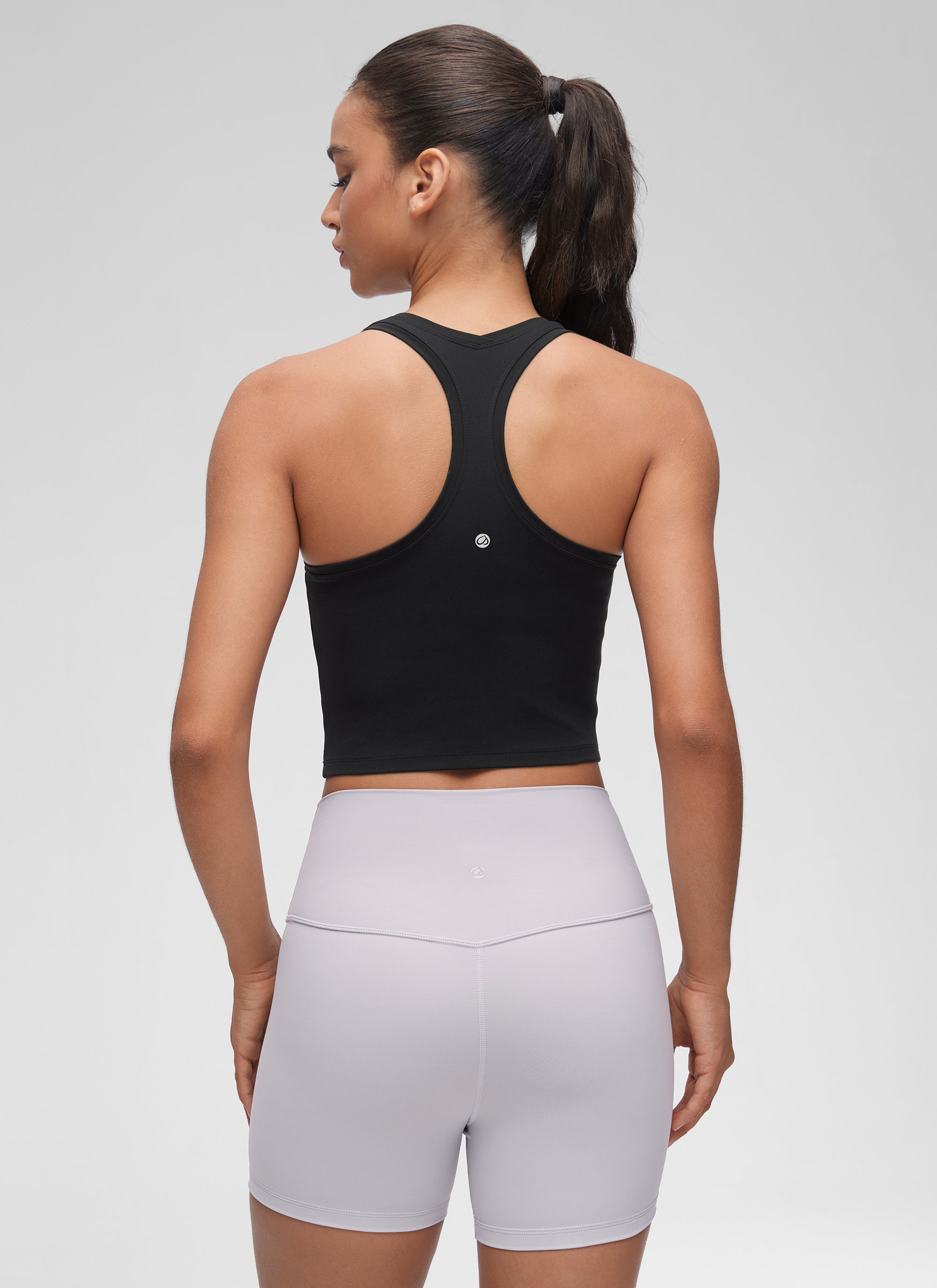 CRZ YOGA Women's Butterluxe Scoop Neck Racerback Cropped Lounge Yoga Tank Black
