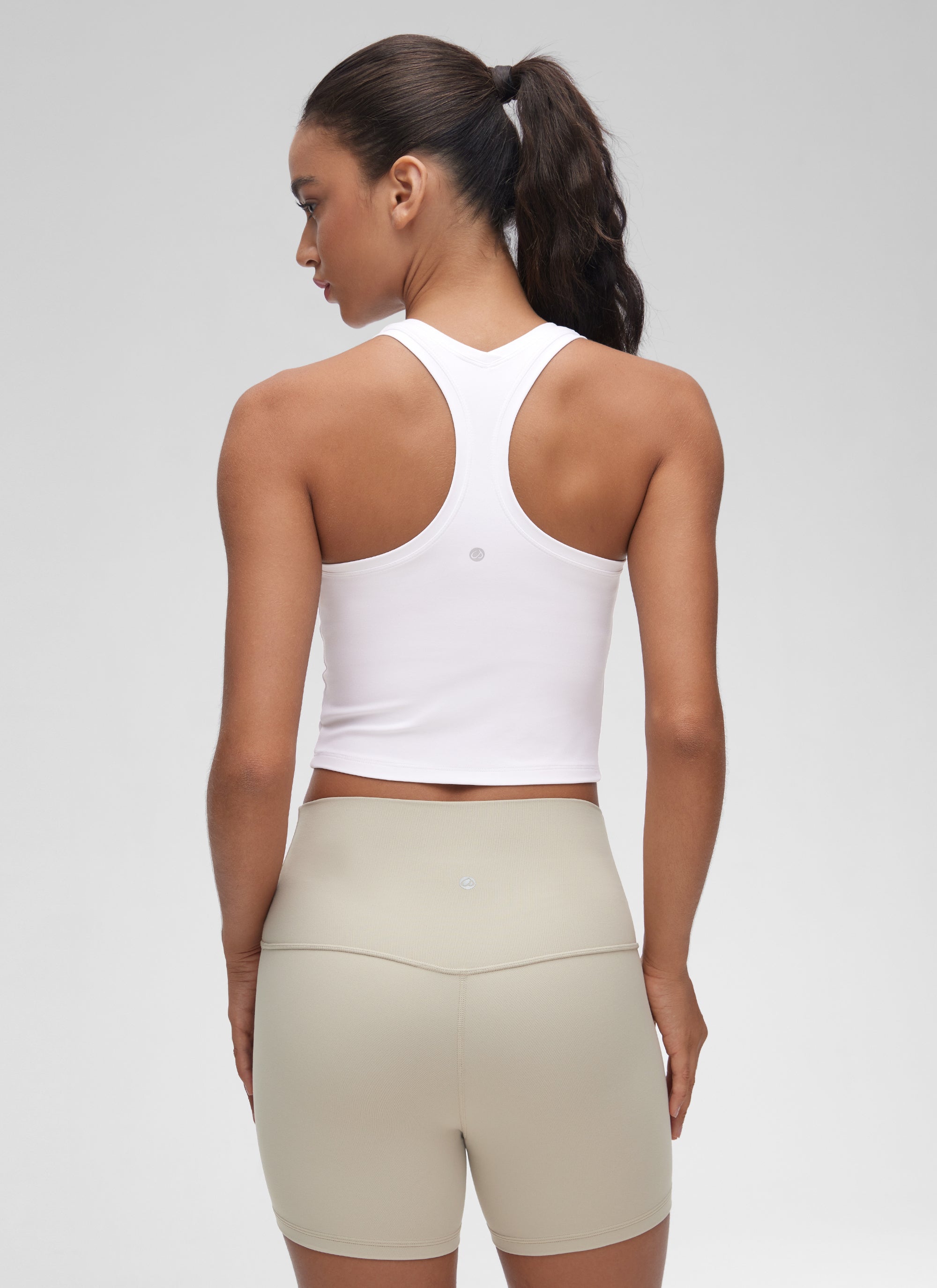 CRZ YOGA Women's Butterluxe Scoop Neck Racerback Cropped Lounge Yoga Tank White