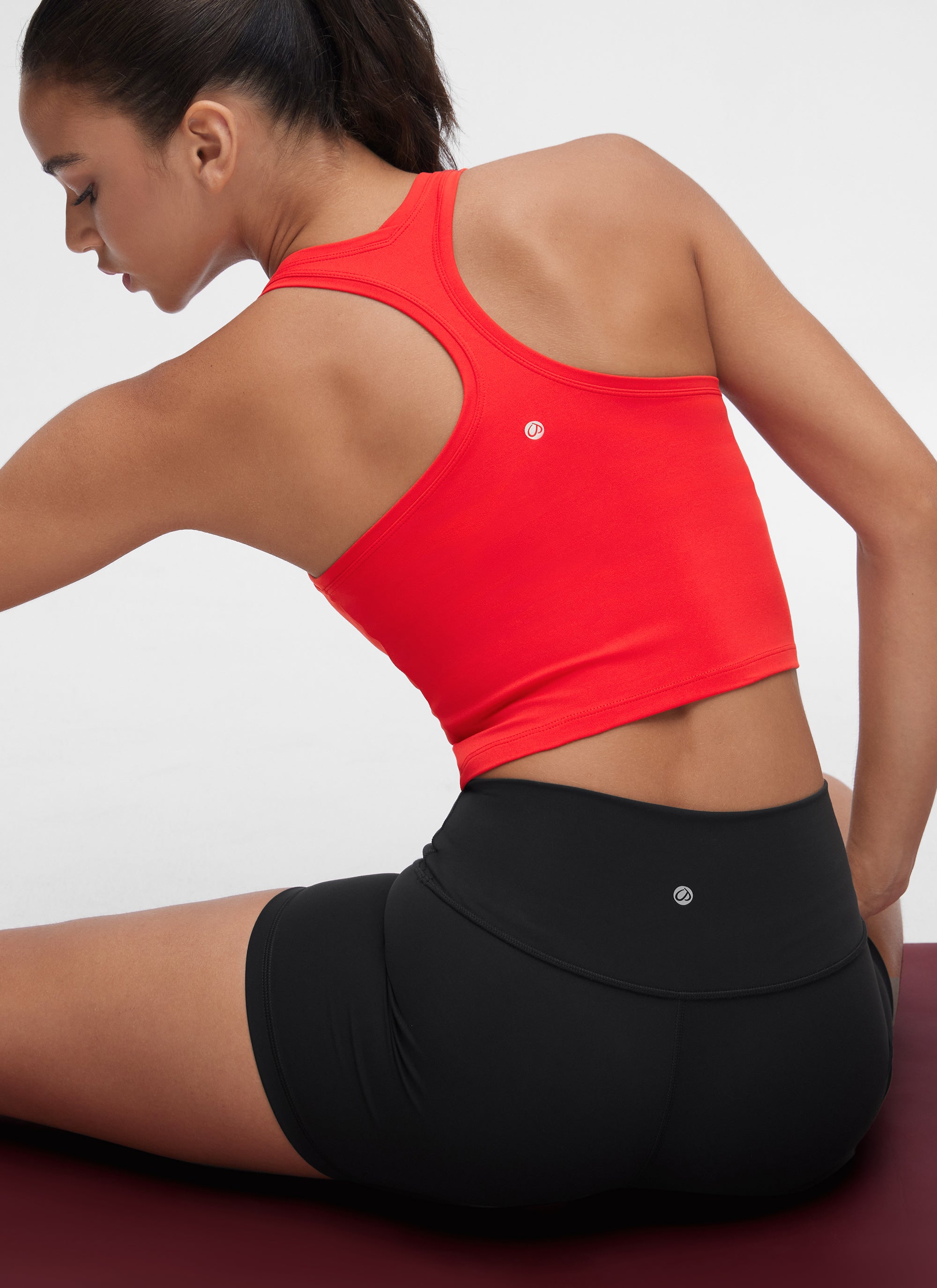 CRZ YOGA Women's Butterluxe Scoop Neck Racerback Cropped Lounge Yoga Tank Sparkle Blue