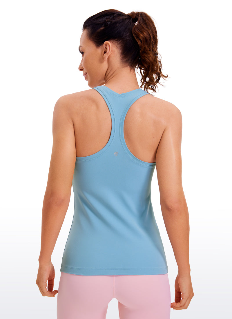 CRZ YOGA Women's Yoga Slim Fit Tops Butterluxe Tank Racerback Pure Blue