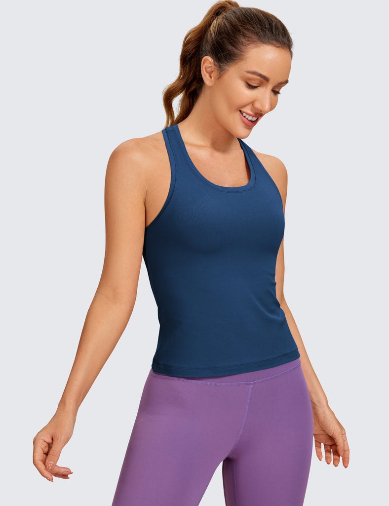 CRZ YOGA Women's Yoga Tight Fit Butterluxe Crewneck Tank Top Racerback Black