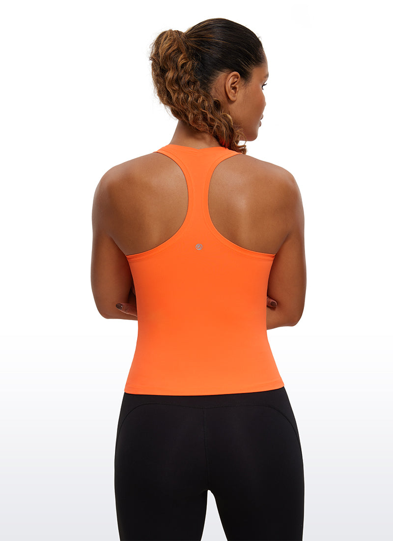 CRZ YOGA Women's Yoga Tight Fit Butterluxe Crewneck Tank Top Racerback Red Merlot