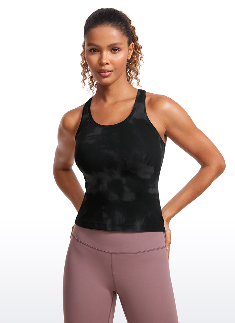 CRZ YOGA Women's Yoga Tight Fit Butterluxe Crewneck Tank Top Racerback Red Merlot