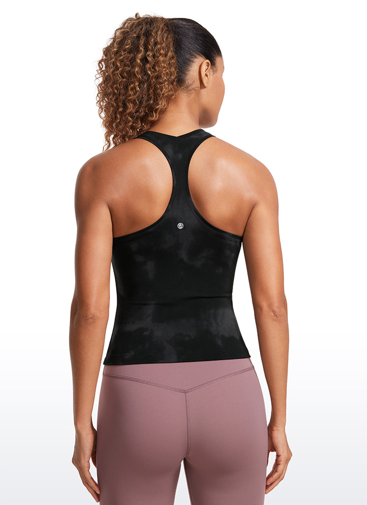 CRZ YOGA Women's Yoga Tight Fit Butterluxe Crewneck Tank Top Racerback True Navy