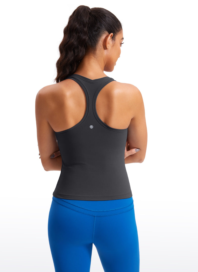 CRZ YOGA Women's Yoga Tight Fit Butterluxe Crewneck Tank Top Racerback Black Tie Dye Flowers