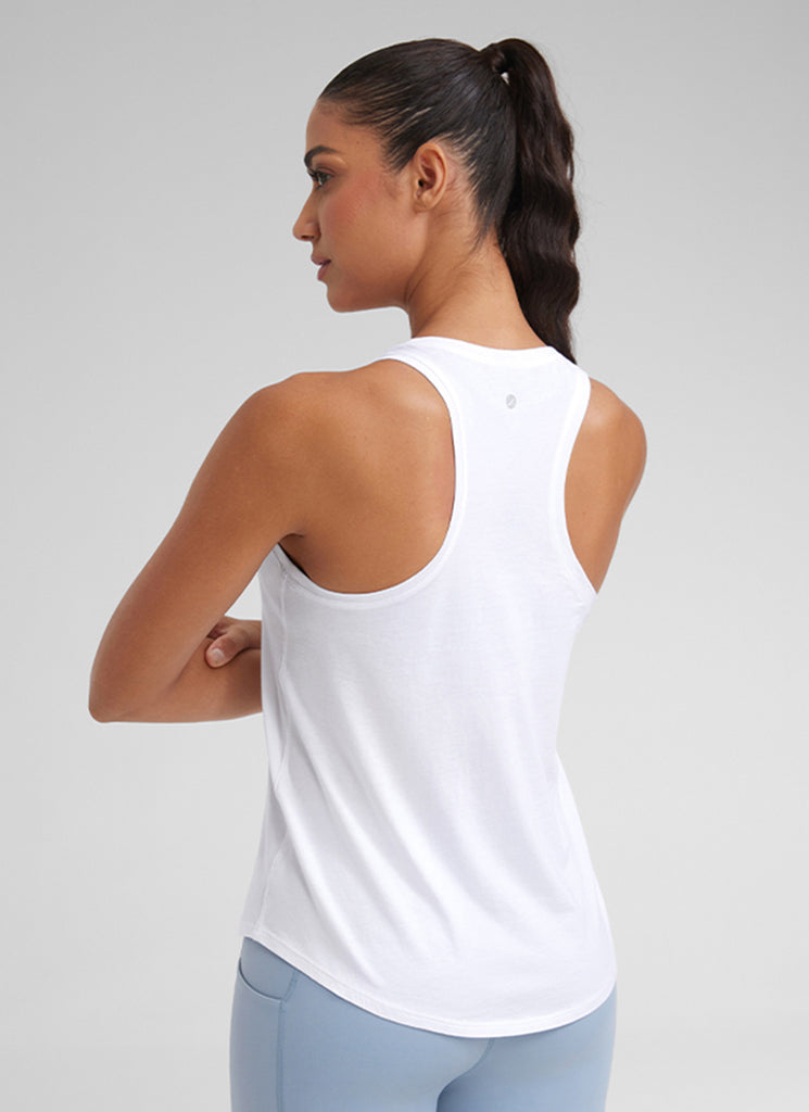 CRZ YOGA Women's Yoga Loose Fit Tops Pima Cotton Tank Racerback White