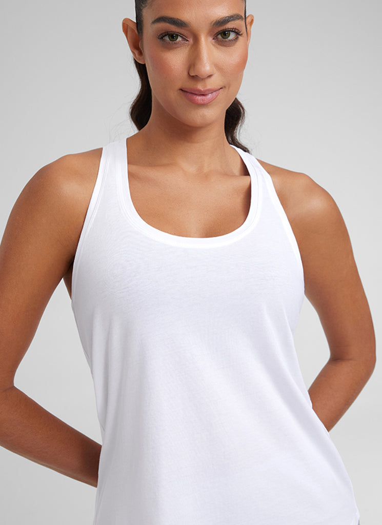 CRZ YOGA Women's Yoga Loose Fit Tops Pima Cotton Tank Racerback White