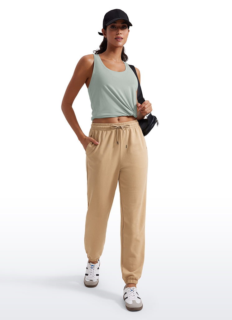 CRZ YOGA Women's Yoga Loose Fit Tops Pima Cotton Tank Racerback Jade Grey