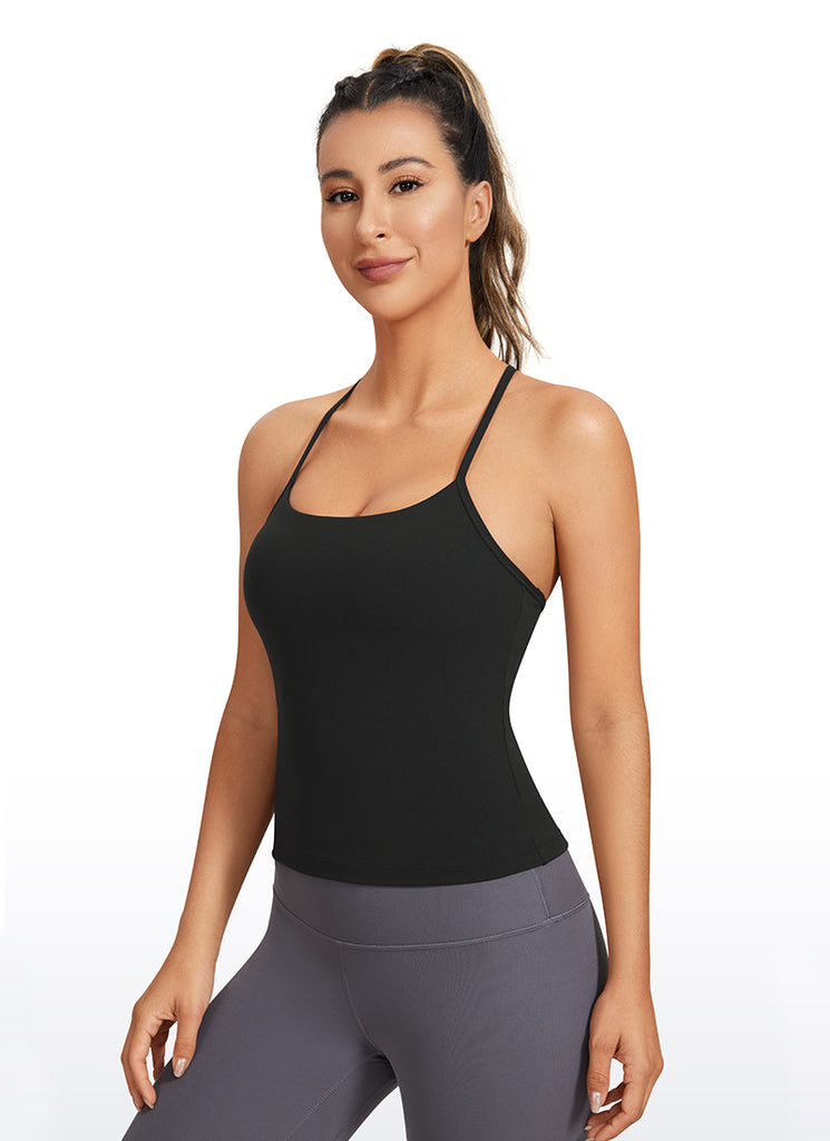 CRZ YOGA Women's Yoga Slim Fit Butterluxe Built-in Bra Tank Y Back Grey Sage