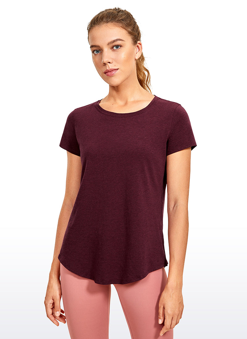 CRZ YOGA Dames Cloudweight lange mouwen workout tops lichtgewicht atletische basic shirts zacht casual T-shirt met duimgat echte marine M