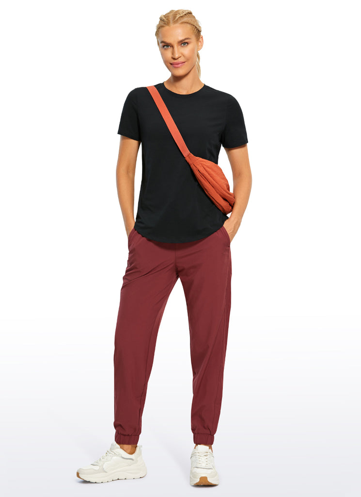 CRZ YOGA Women's Yoga Loose Fit Pima Cotton Short Sleeves Black