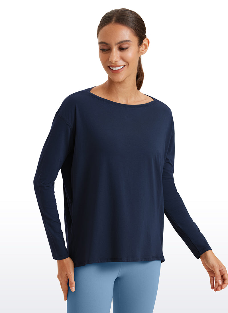 Pima Cotton Long Sleeves Boat Neck