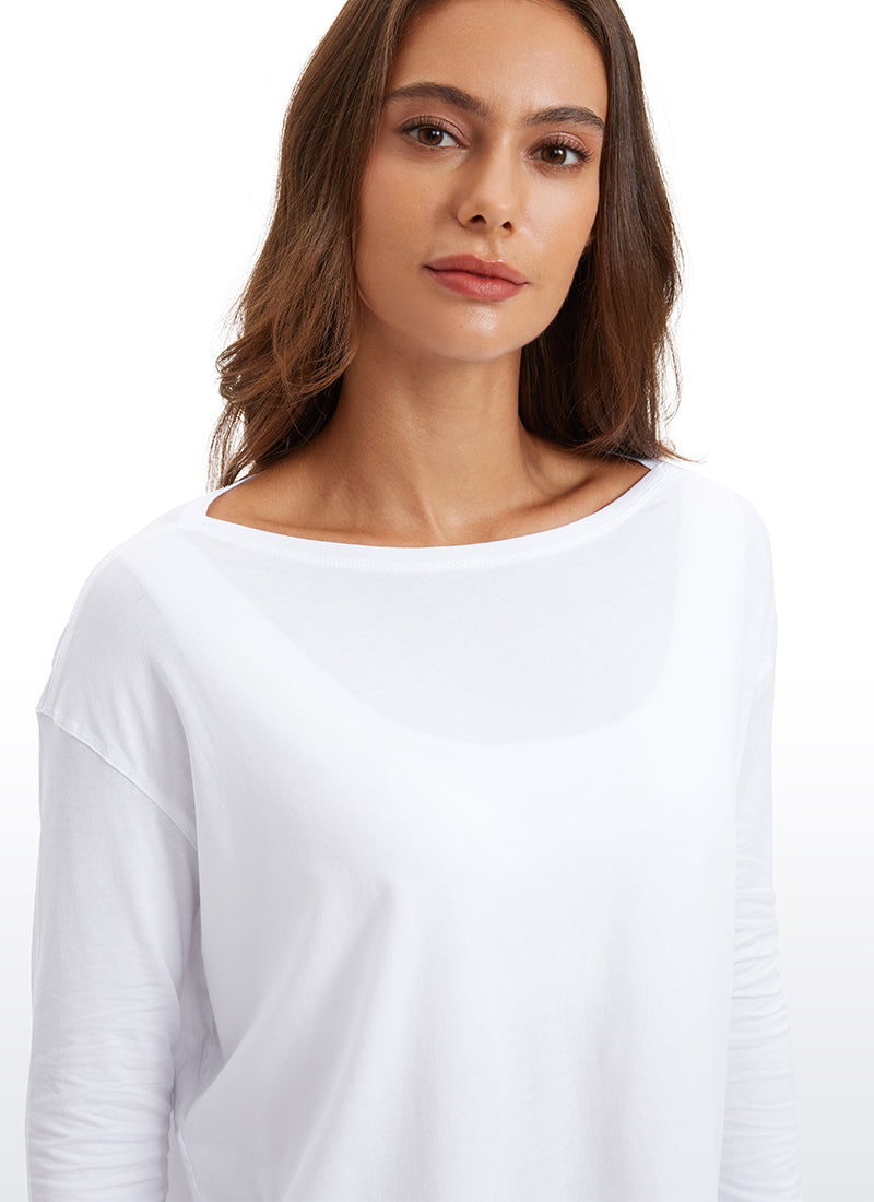 Pima Cotton Long Sleeves Boat Neck