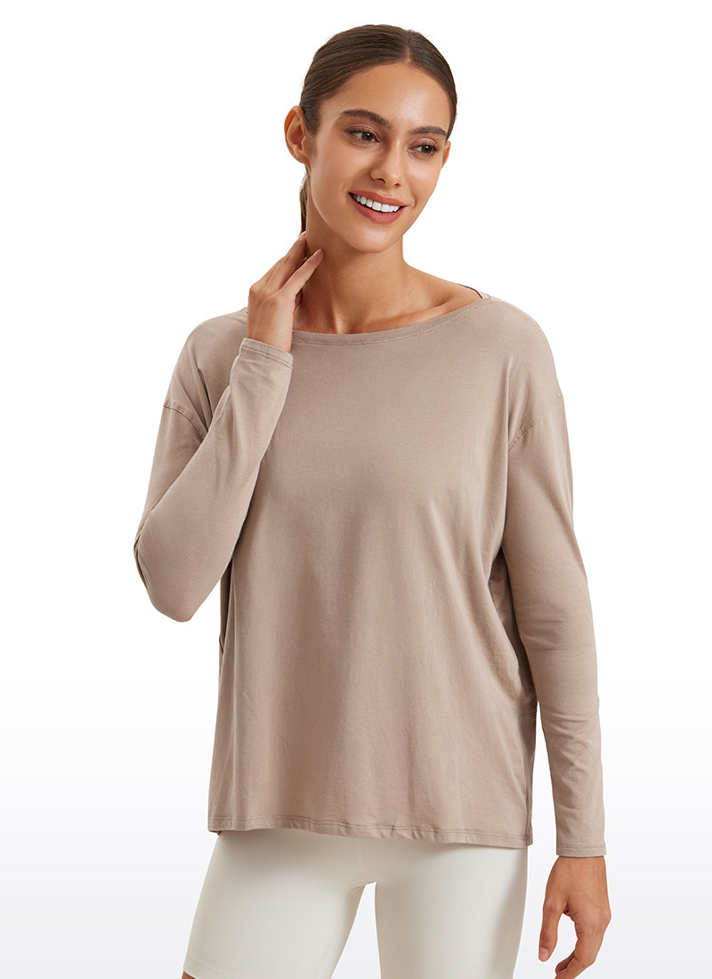 Pima Cotton Long Sleeves Boat Neck