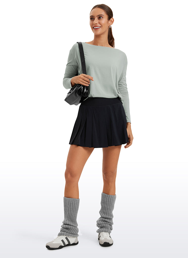 CRZ YOGA Women's Casual Loose Fit Pima Cotton Long Sleeves Boat Neck Jade Grey