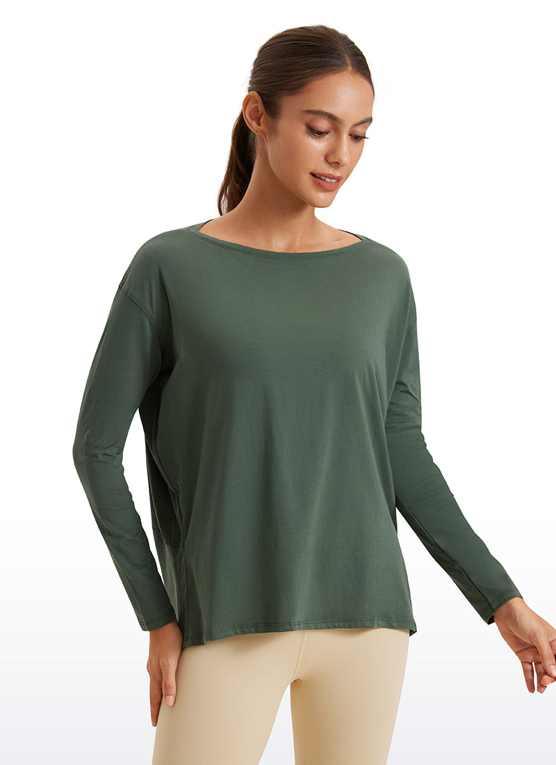 Pima Cotton Long Sleeves Boat Neck