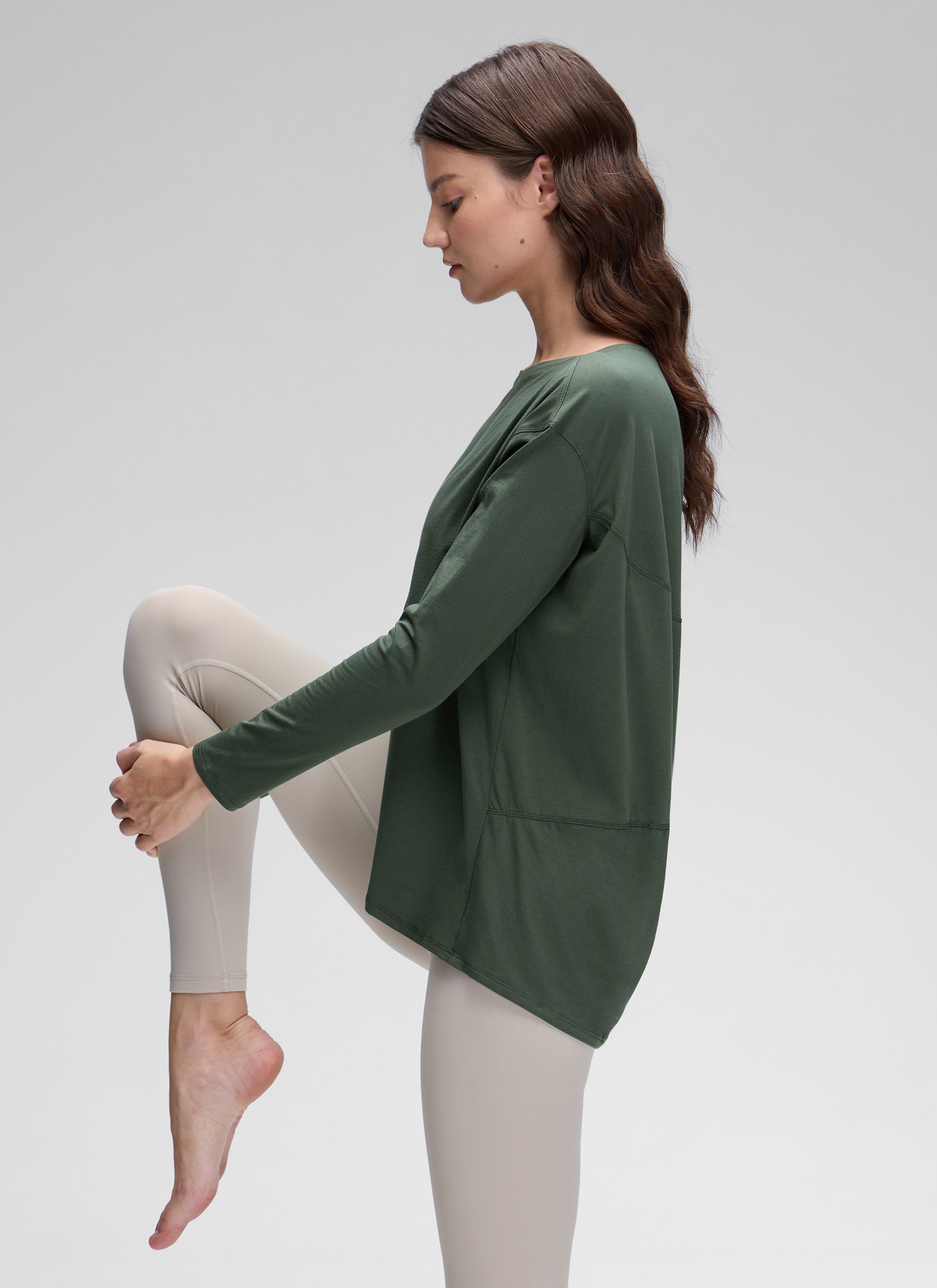 CRZ YOGA Women's Casual Loose Fit Pima Cotton Long Sleeves Boat