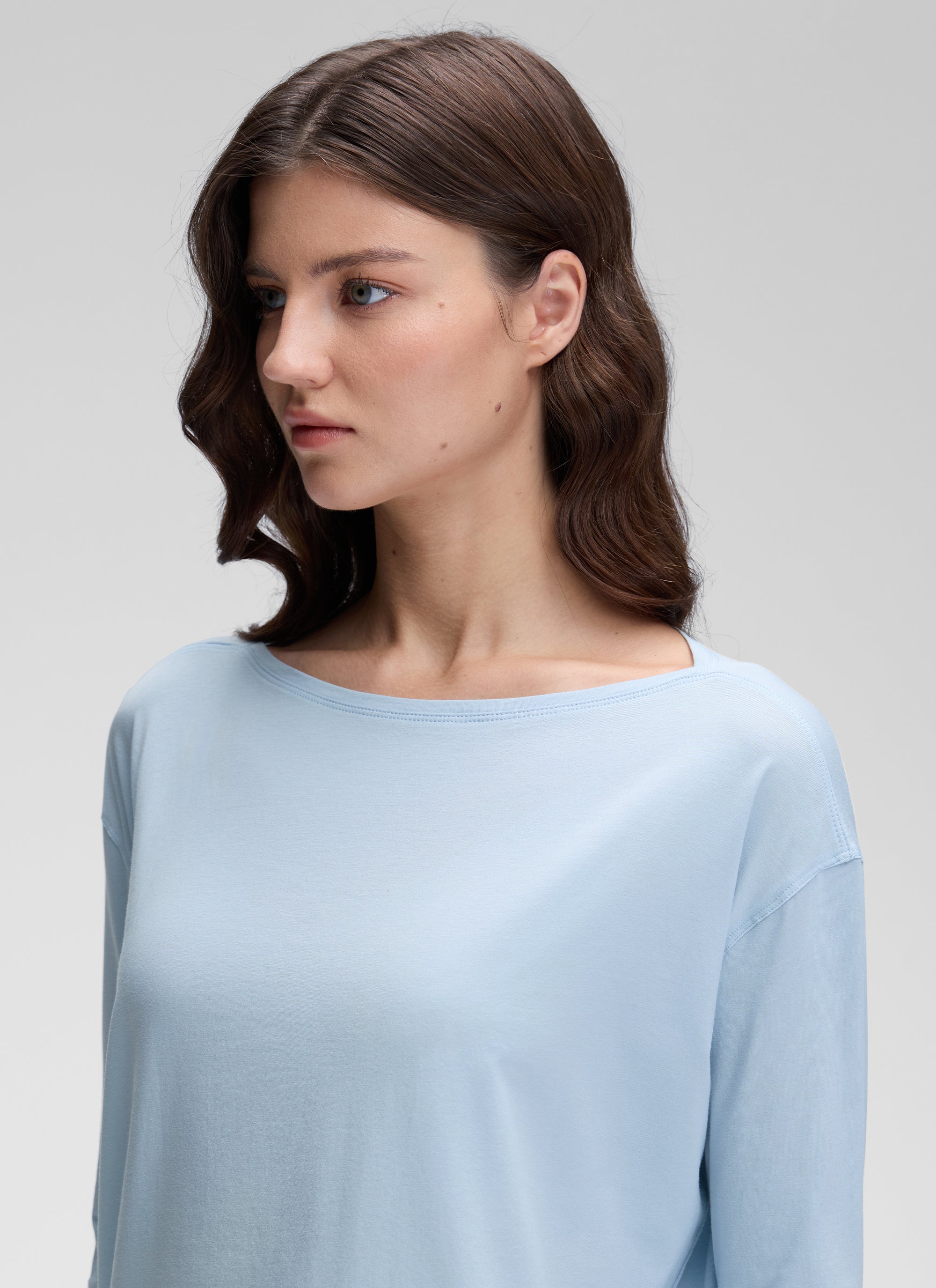 CRZ YOGA Women's Casual Loose Fit Pima Cotton Long Sleeves Boat