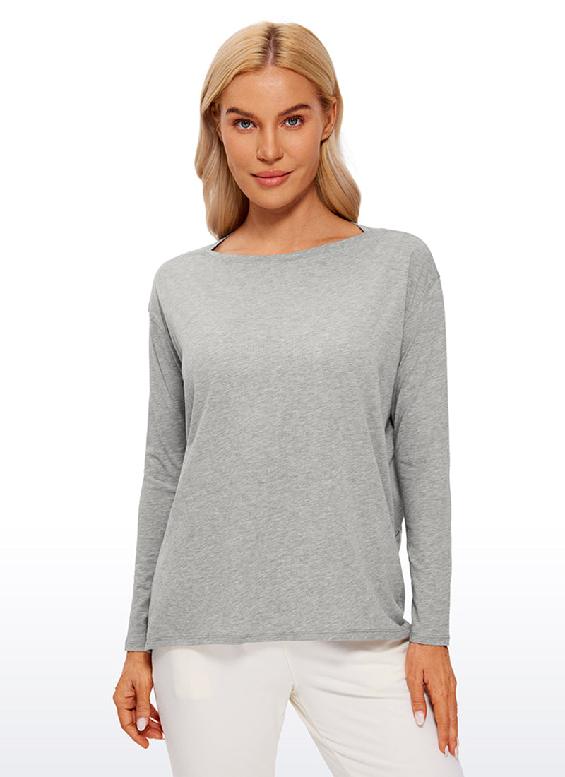 Pima Cotton Long Sleeves Boat Neck