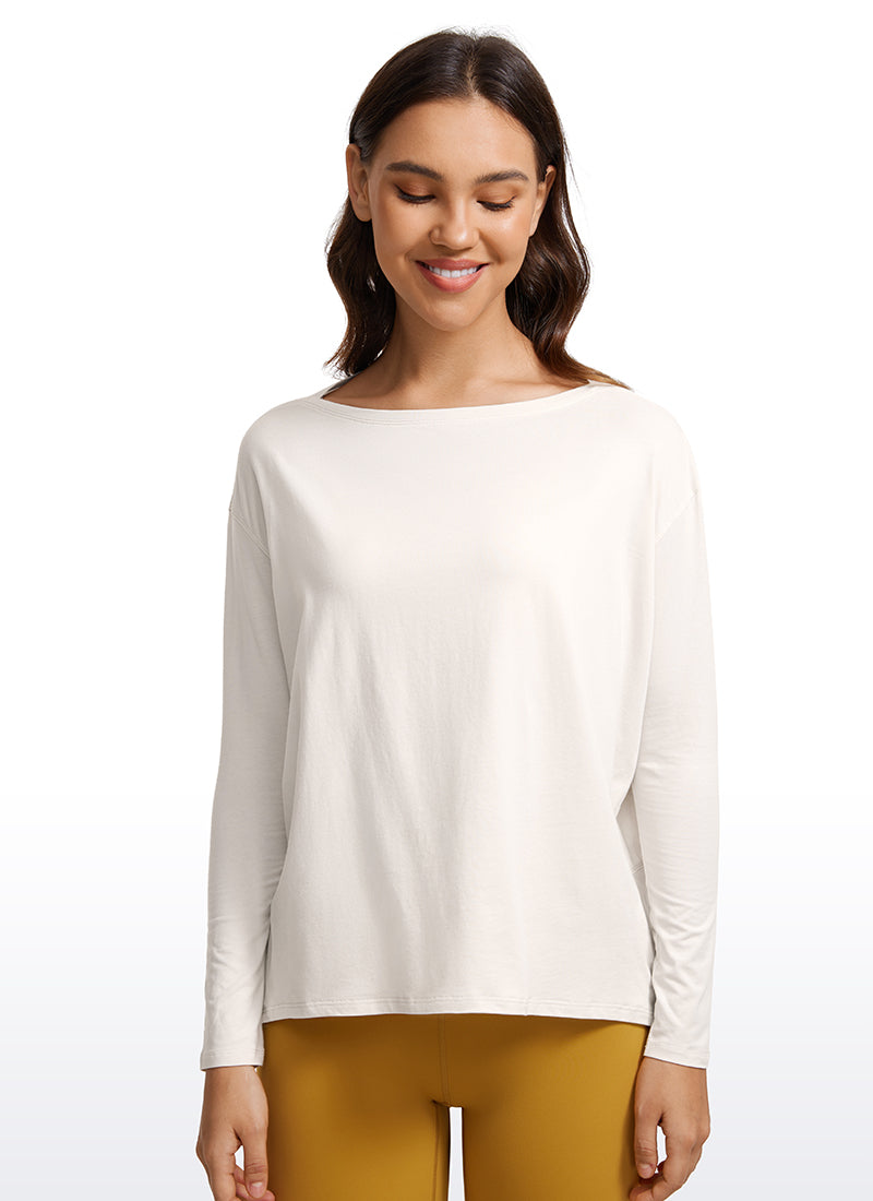 Pima Cotton Long Sleeves Boat Neck