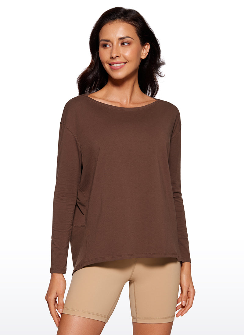 Pima Cotton Long Sleeves Boat Neck