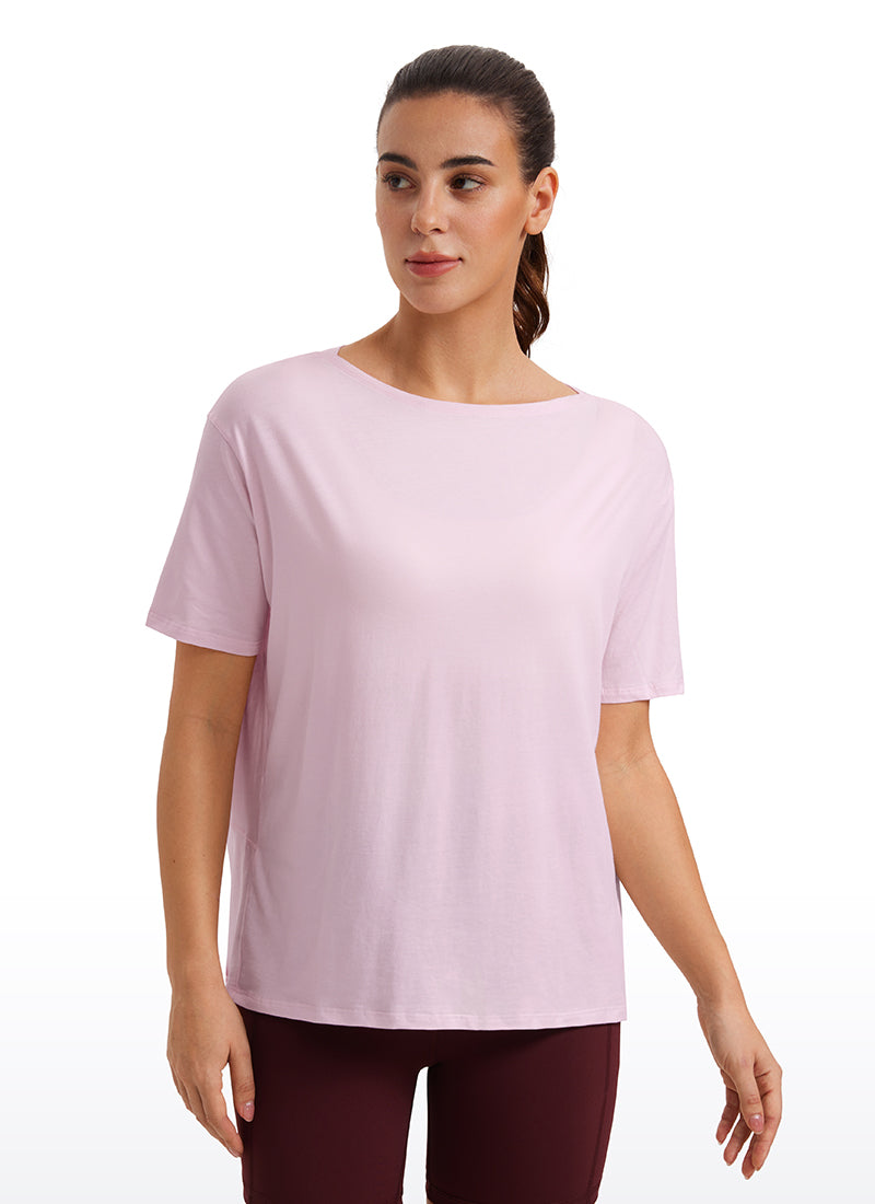 Pima Cotton Boat Neck Short Sleeve