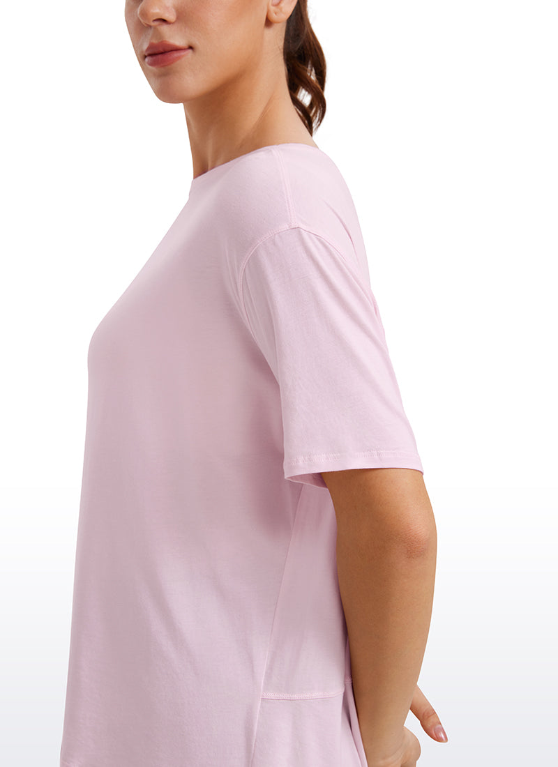 Pima Cotton Boat Neck Short Sleeve