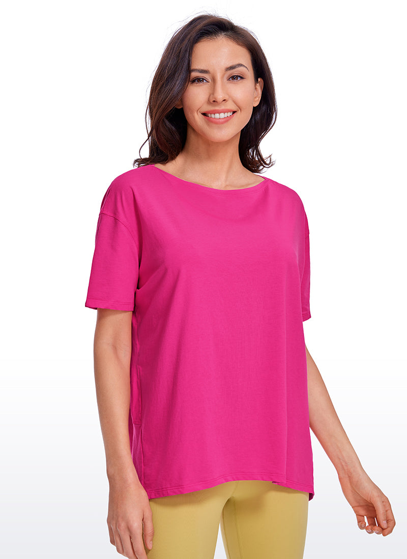 Pima Cotton Boat Neck Short Sleeve