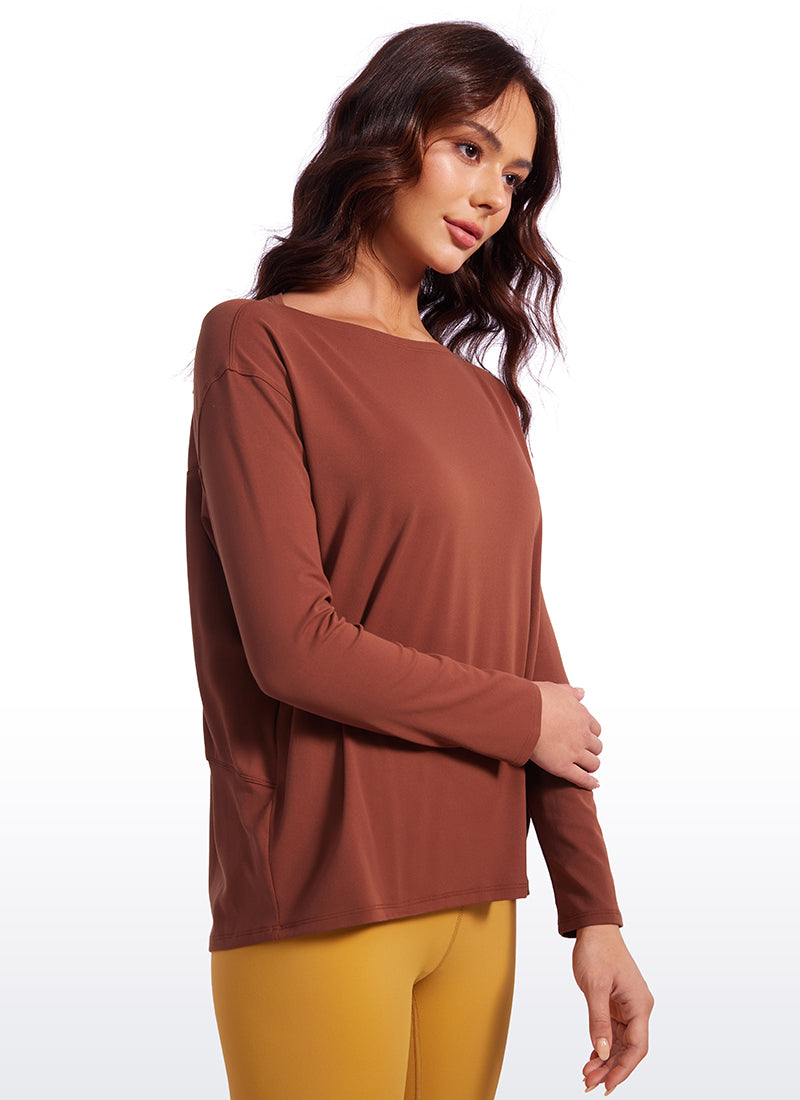 Butterluxe-Light Hip Length Back Hem Long Sleeves