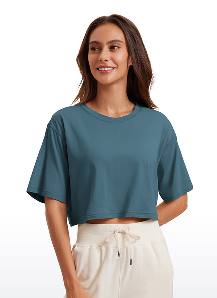CRZ YOGA Women's Casual Loose Fit Pima Cotton Short Sleeves