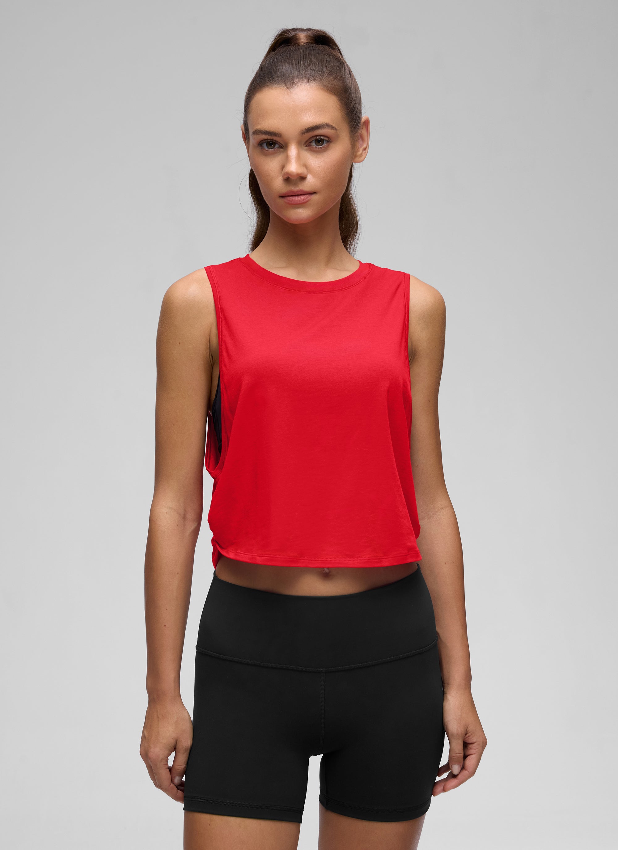 CRZ YOGA Women's Yoga Loose Fit Top Pima Cotton Crop Tank Deep