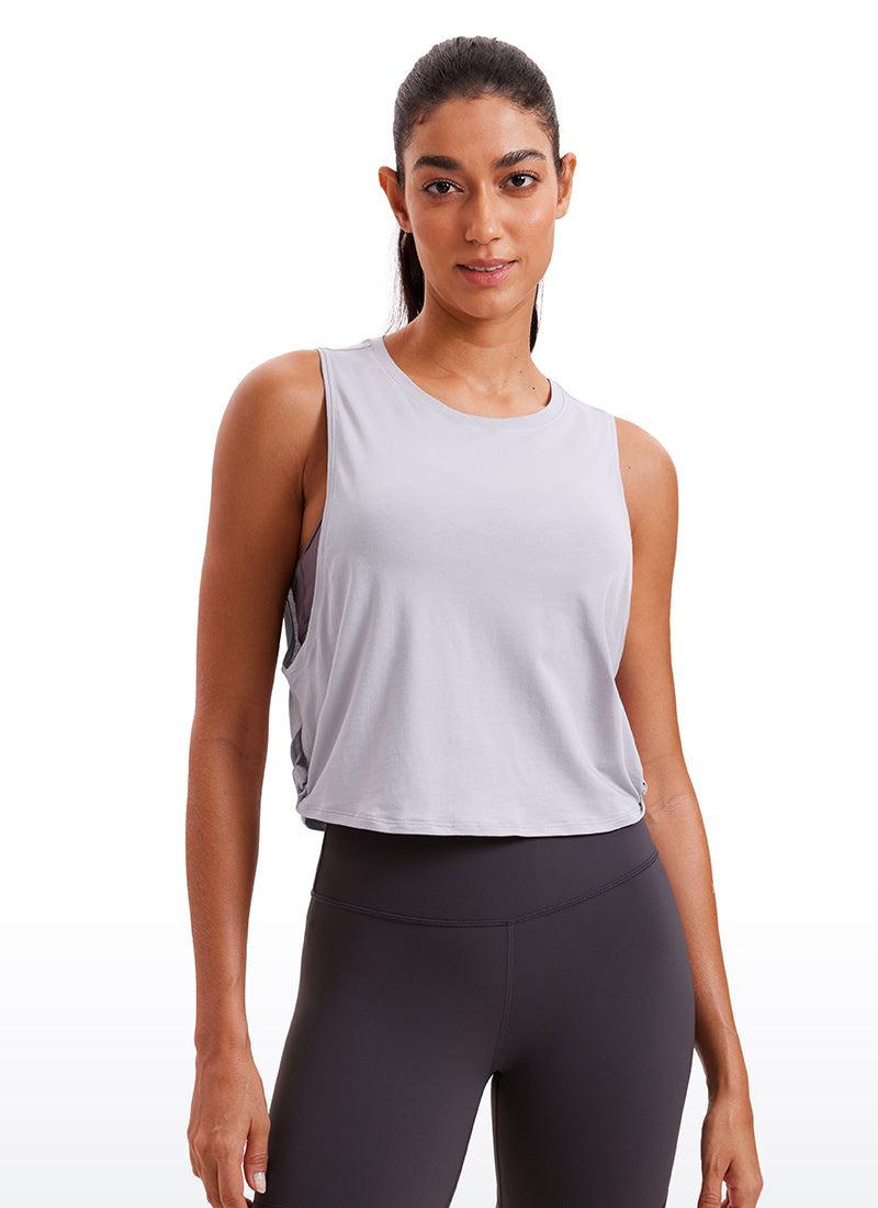 CRZ YOGA Women s Sleeveless Pima Cotton Cropped Tank Tops with Deep Armhole