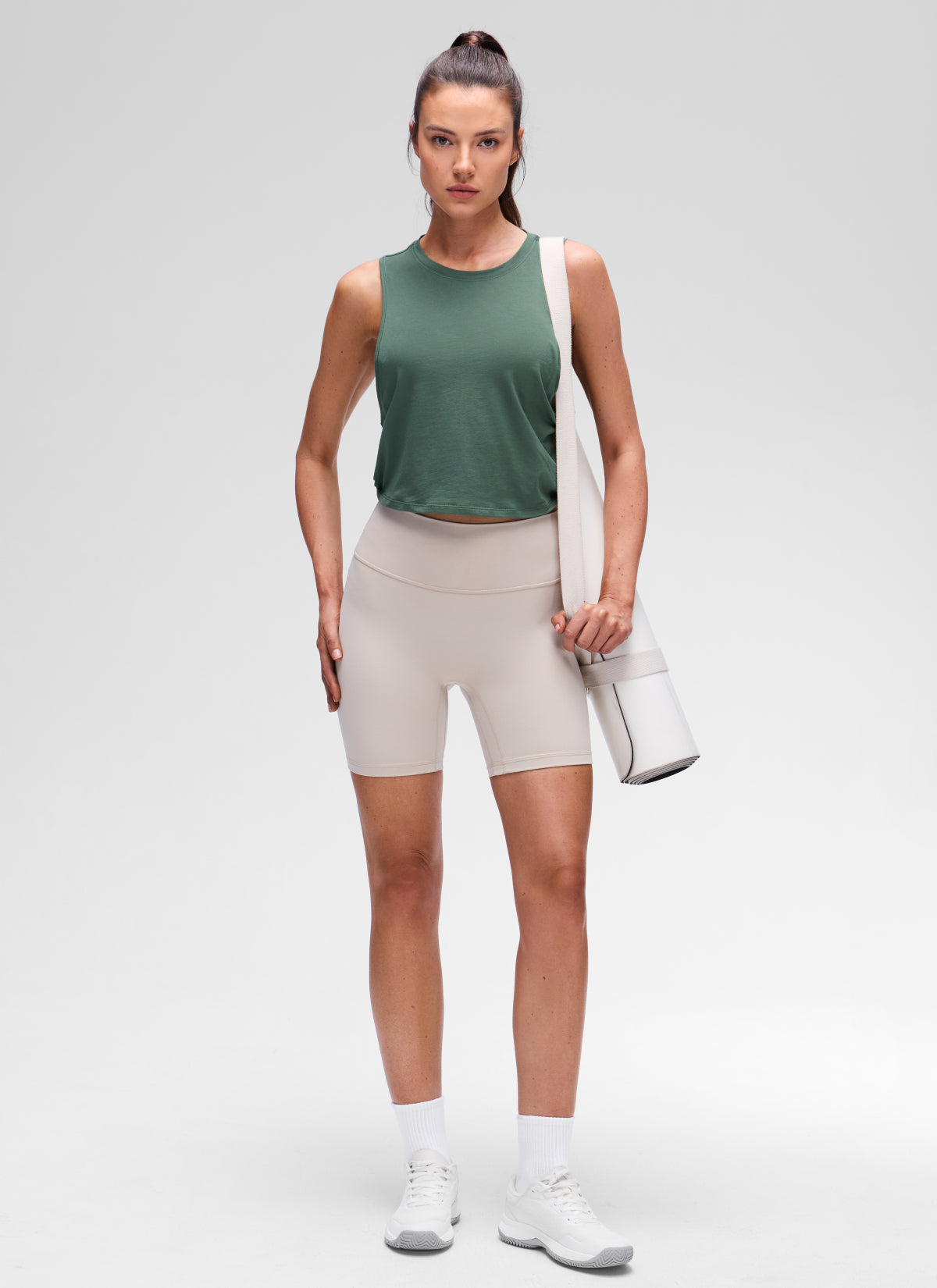 CRZ YOGA Women's Yoga Loose Fit Top Pima Cotton Crop Tank Deep