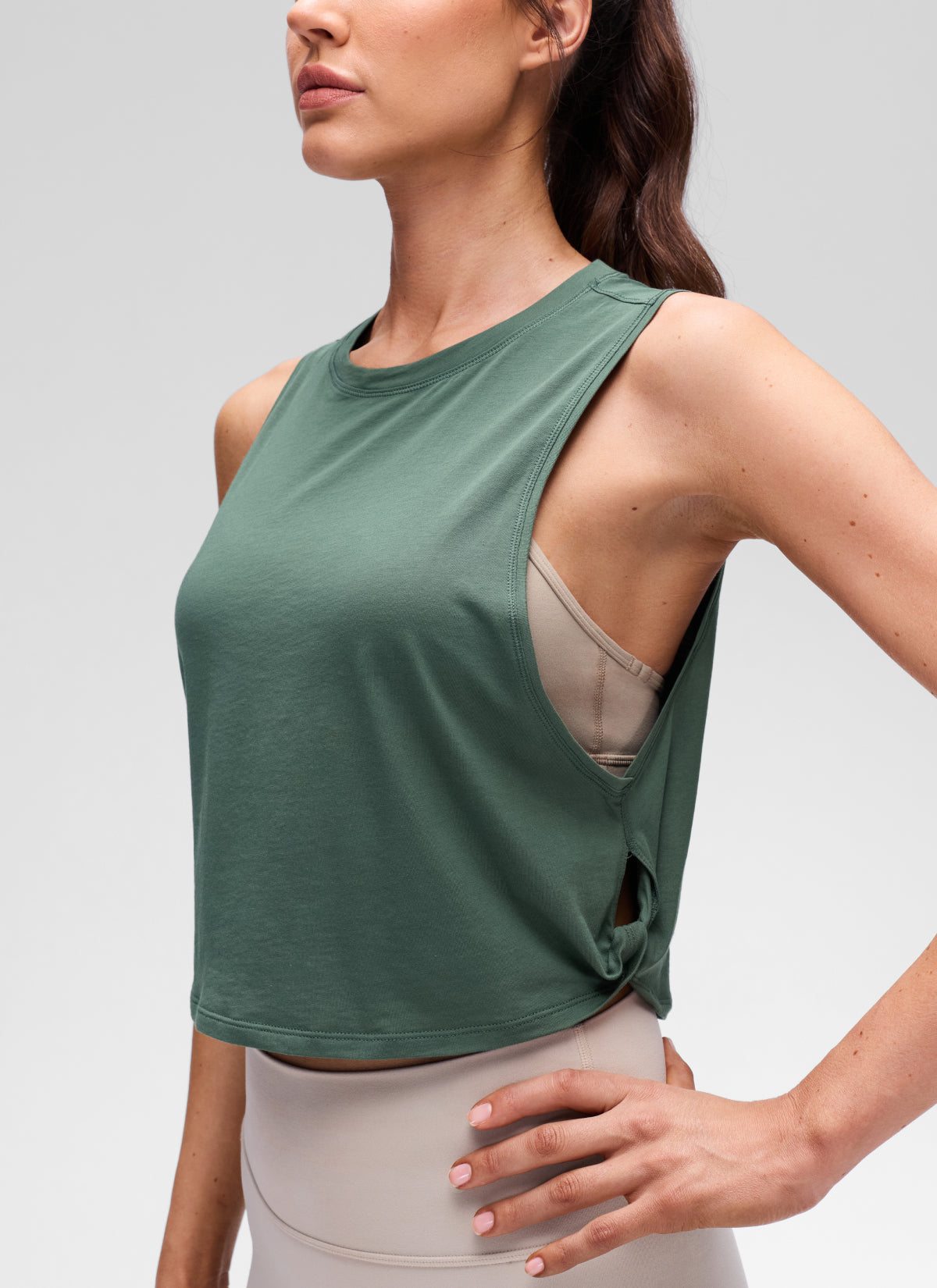 CRZ YOGA Women's Yoga Loose Fit Top Pima Cotton Crop Tank Deep