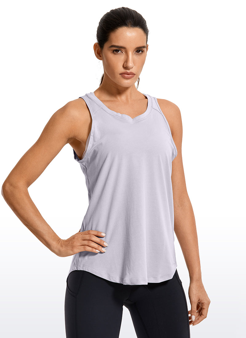 CRZ YOGA Women's Yoga Loose Fit Tops Pima Cotton Tank Split Open