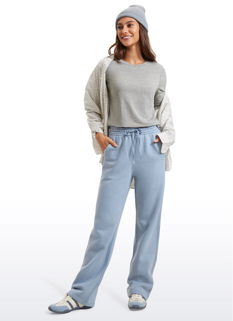 CRZ YOGA Women's Yoga Classic Fit Tops Pima Cotton Workout Long Sleeve Pure Blue