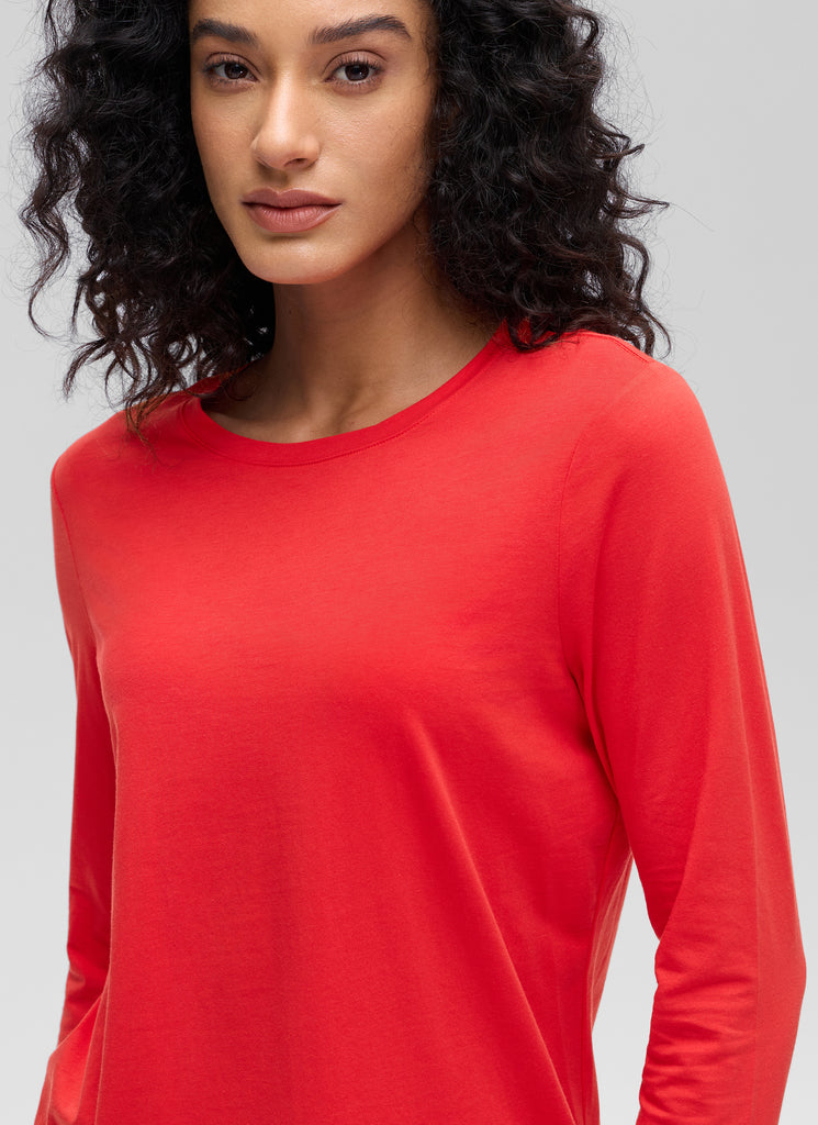 CRZ YOGA Women's Yoga Classic Fit Tops Pima Cotton Workout Long Sleeve Heathered Medium Grey