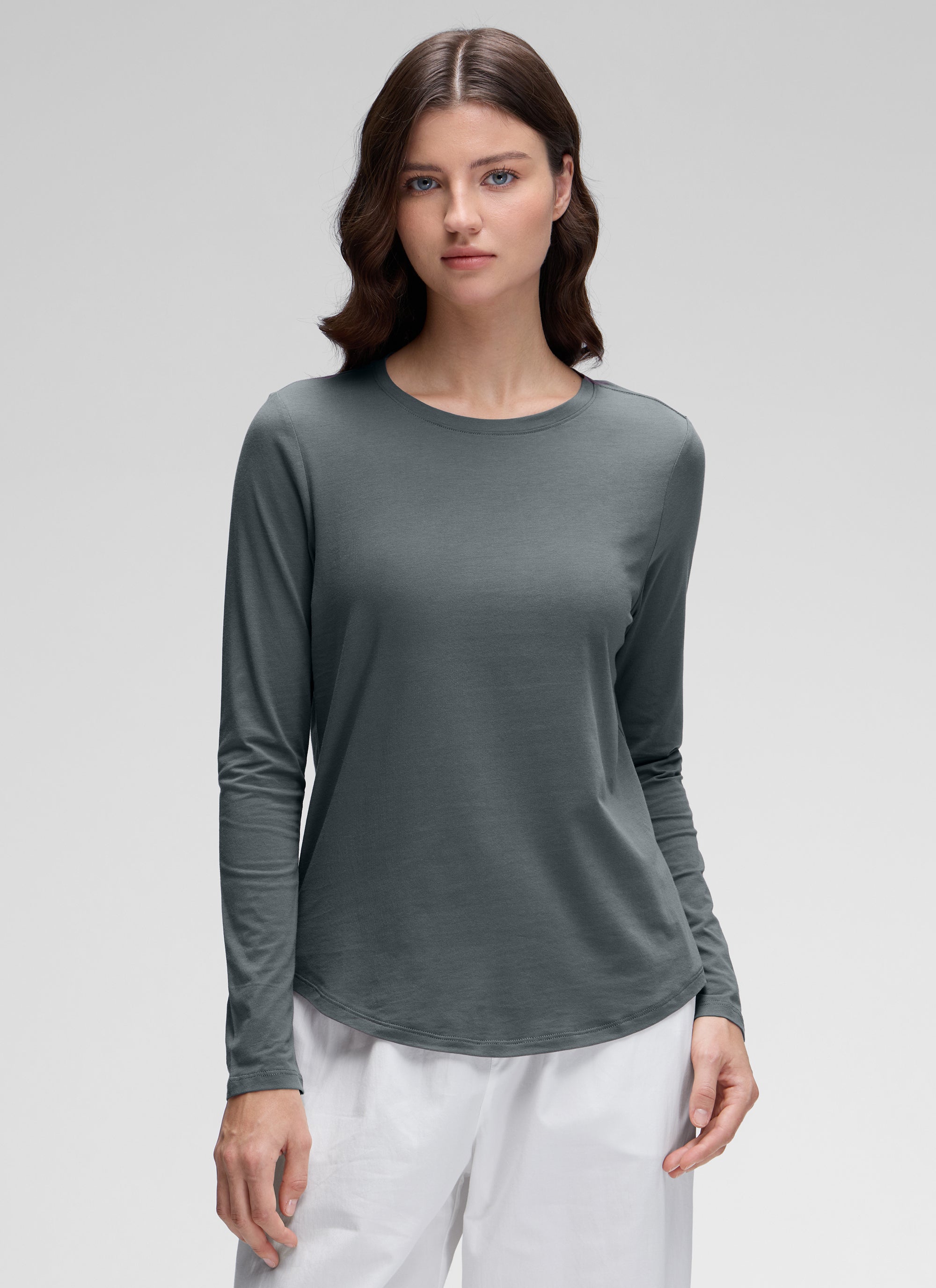 CRZ YOGA Women's Yoga Classic Fit Tops Pima Cotton Workout Long