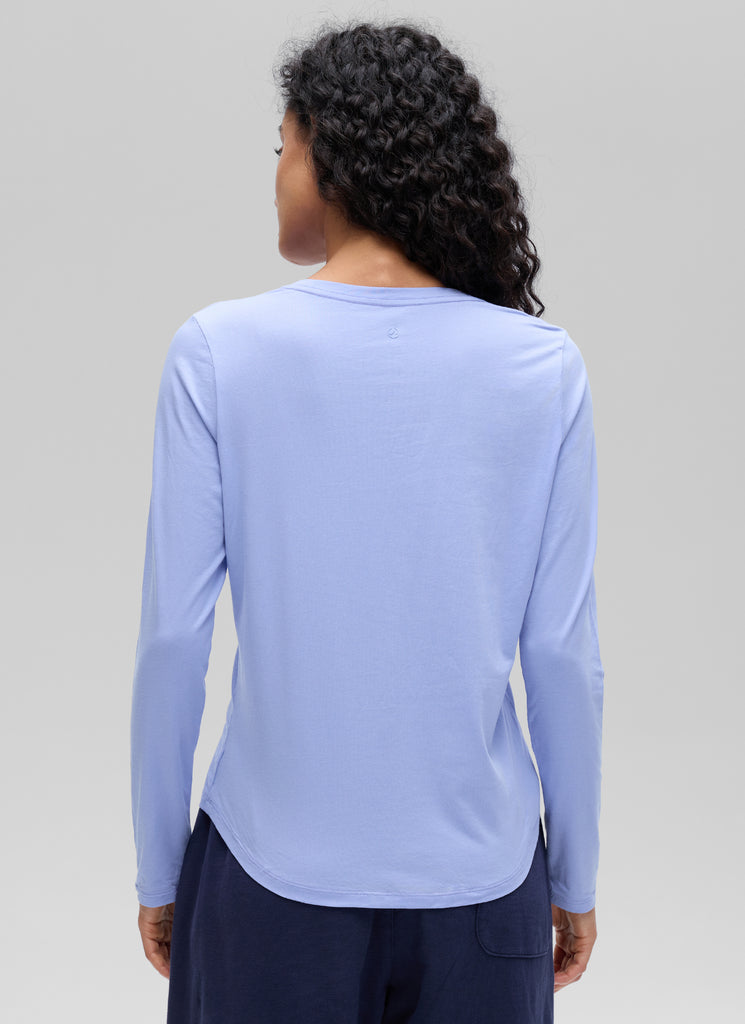 CRZ YOGA Women's Yoga Classic Fit Tops Pima Cotton Workout Long Sleeve Lava Smoke Grey