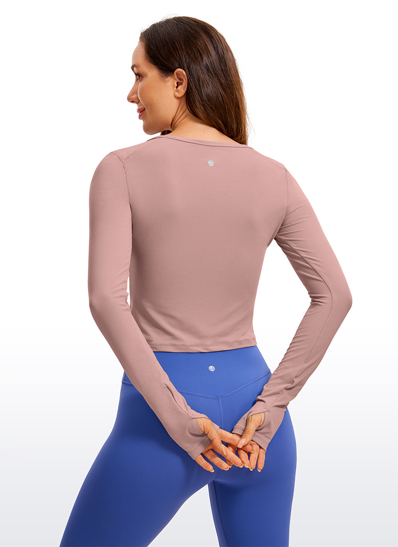 Brushed Long Sleeve with Thumbholes Cropped