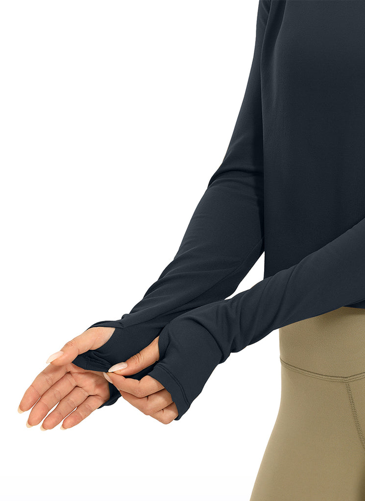 CRZ YOGA Women's Run Train Slim Fit Tops Brushed Long Sleeves Cropped Viva Magenta